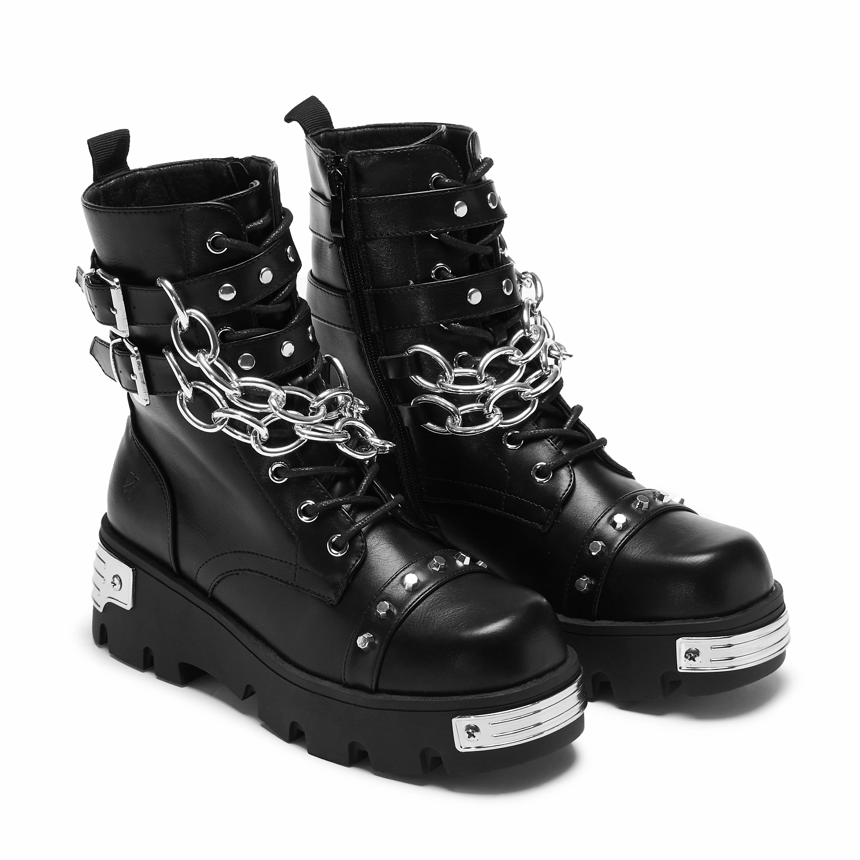 Brahma Safety Boots Shackled Shadows Heavy Duty Chain Biker Boots - Black
