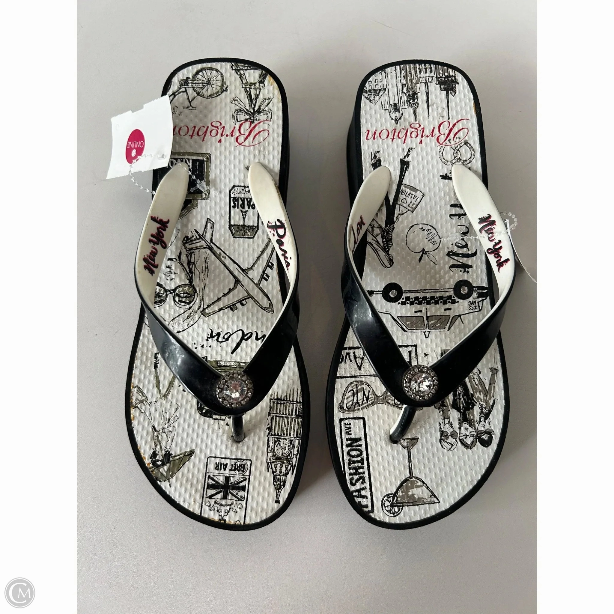 Best Cushioned Flip Flops Sandals Flip Flops By Brighton In Black & White, Size: 6