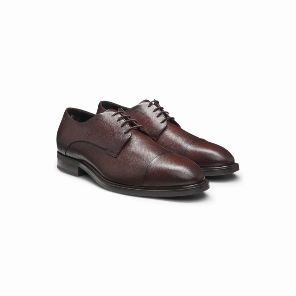 Cap-toe Derby shoes in grained leather Leather Lace-up Shoes