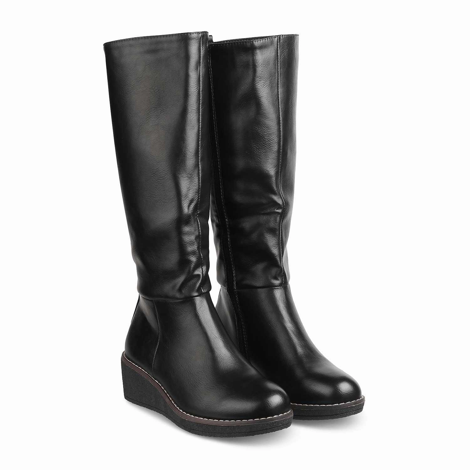 The Alavus Black Women's Knee-length Boots Tresmode Pus In Boots