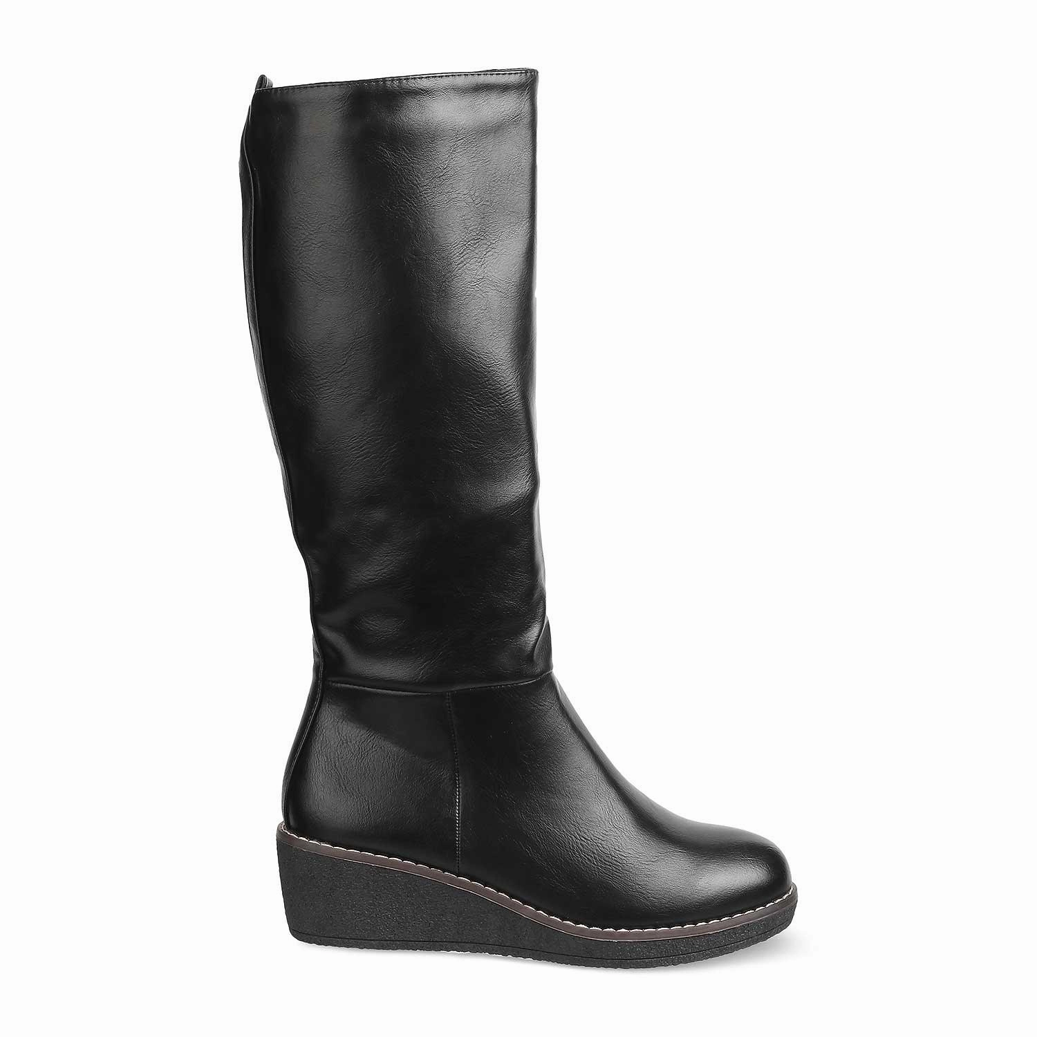 The Alavus Black Women's Knee-length Boots Tresmode Ridding Boots