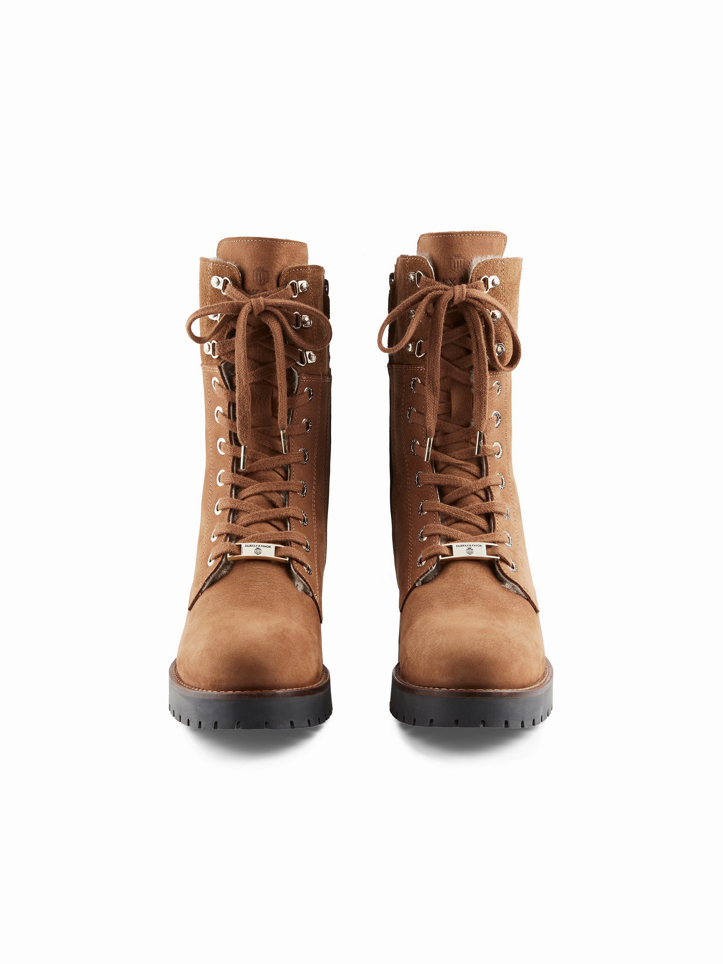 Infant Combat Boots Shearling Lined Anglesey - Cognac Nubuck