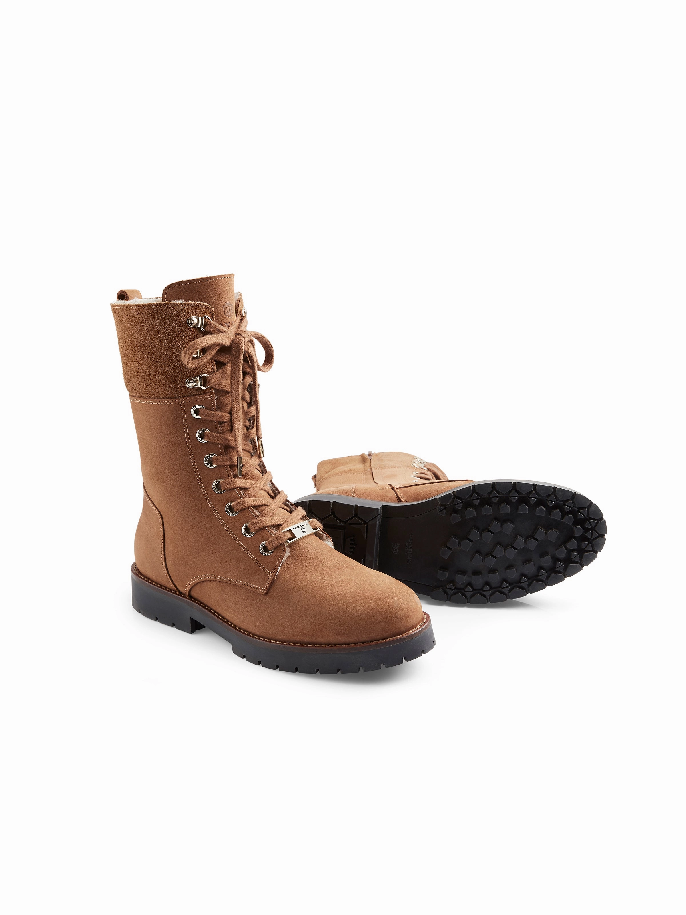 British Army Boots Combat High Shearling Lined Anglesey - Cognac Nubuck