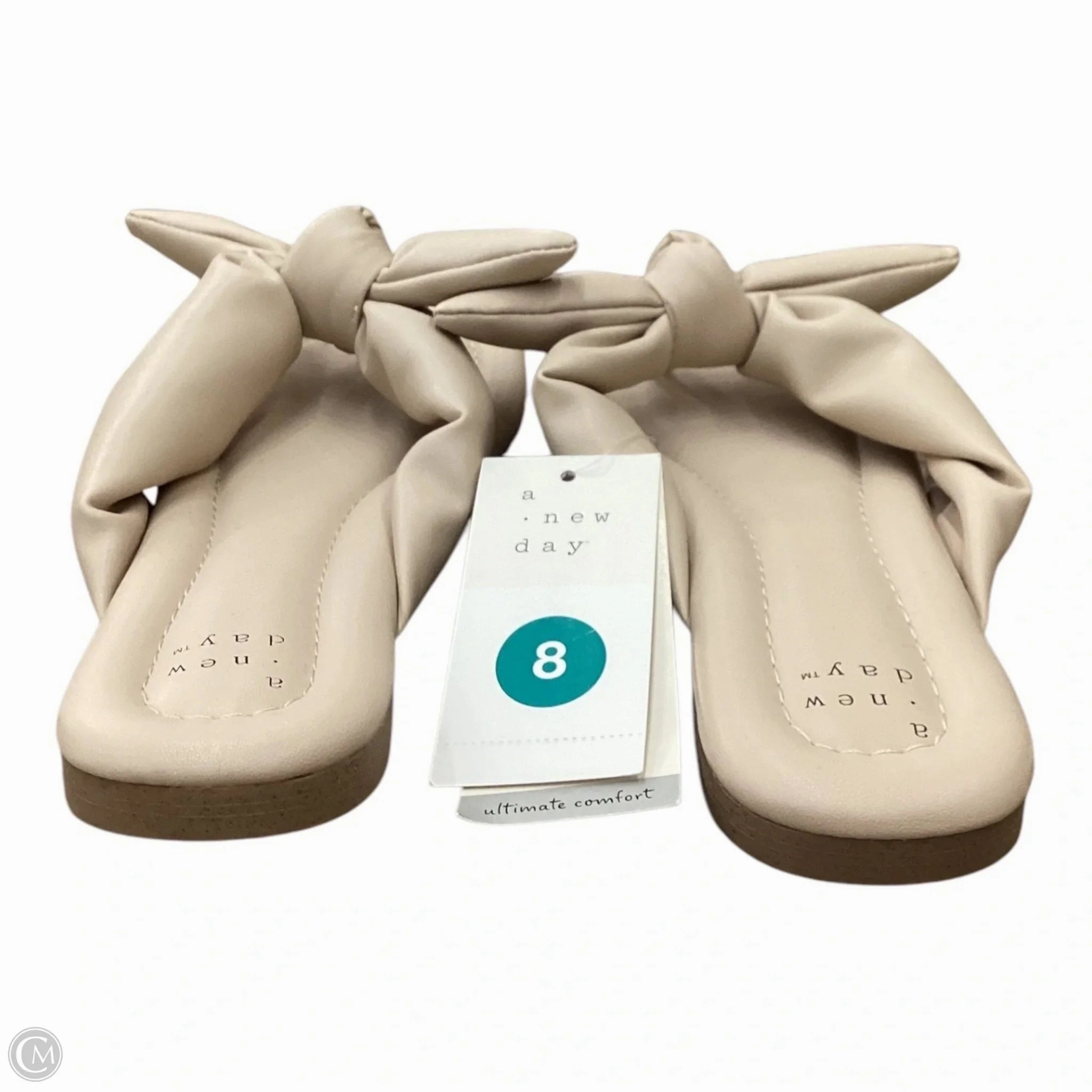 Braided Thong Flip Flops Sandals Flip Flops By A New Day In Beige, Size: 8