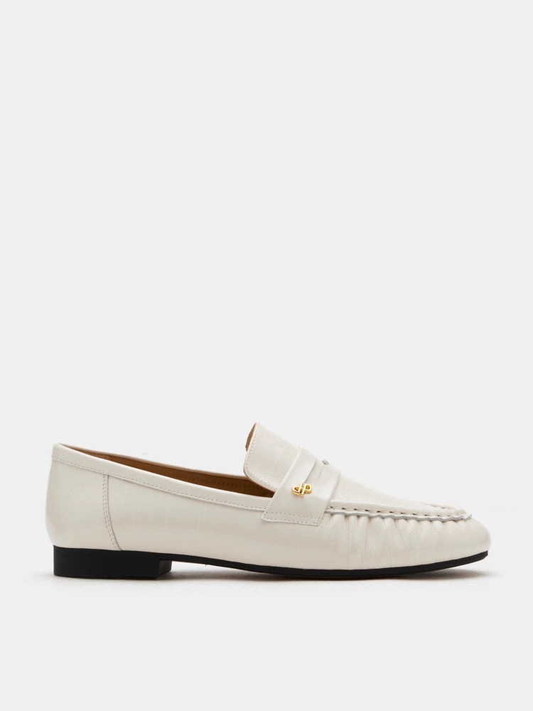 Silvia Accented Penny Loafers Leather Monolith Loafers