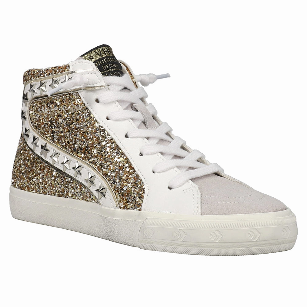 1970s Sneakers Mateel Glitter High Top Lace Up Sneakers