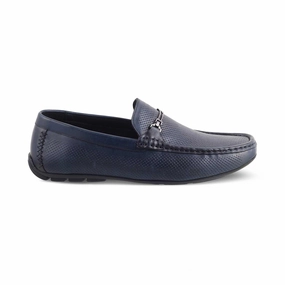The Open-2 Blue Men's Leather Loafers Tresmode History Of Penny Loafers