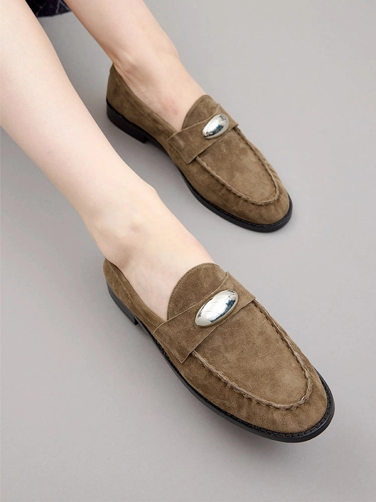 Murphy Loafers Lilibet Suede Metal-Buckle Loafers