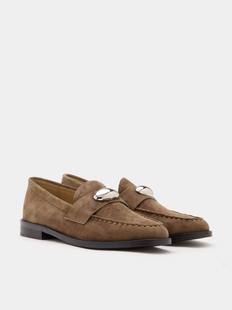 Lilibet Suede Metal-Buckle Loafers Pump Loafers