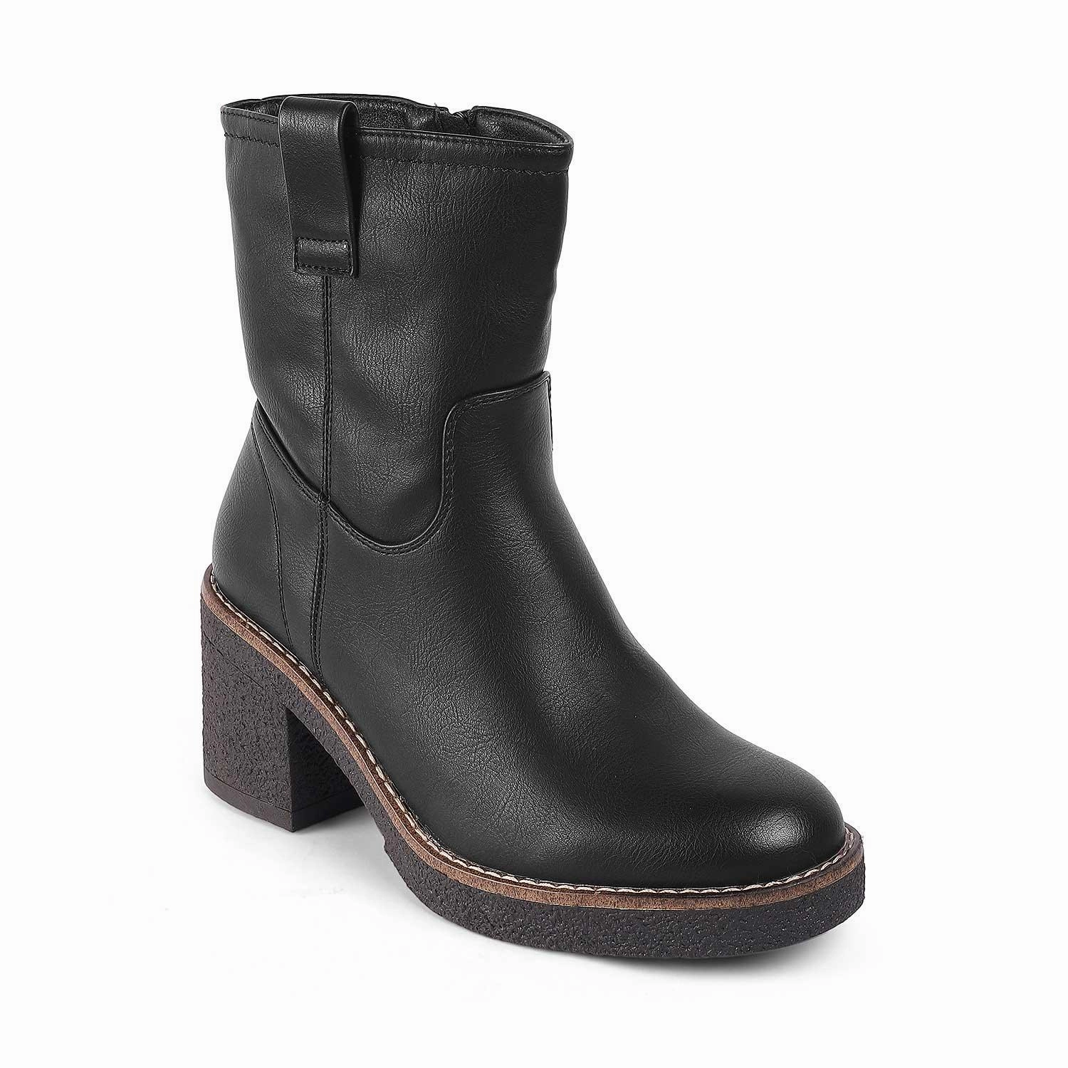Tresmode Gallen Black Women's Ankle-length Boots Cowbow Boots