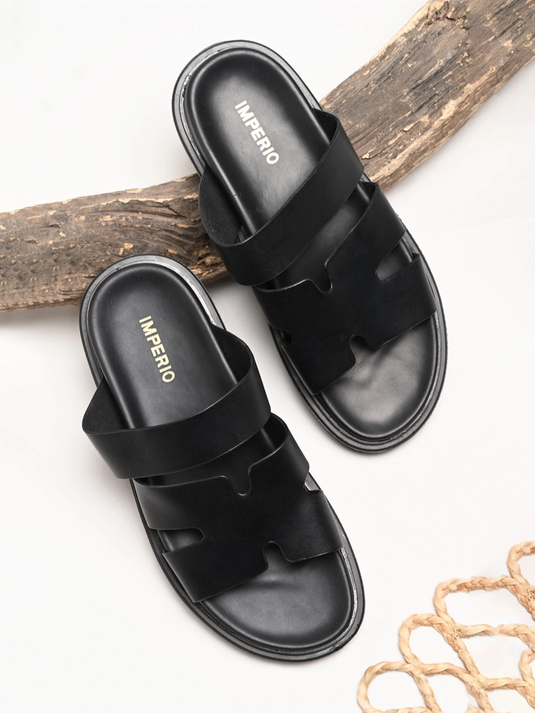 Birkenstock Sandals Big Buckle Imperio By Regal Black Men Smart Stylish Leather Sandals