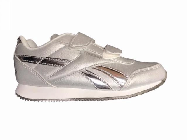 Fluevog Sneakers Reebok scarpa sneakers da bambina con velcro Royal CL Jogging 2.0 2V Kid FW8436 argento