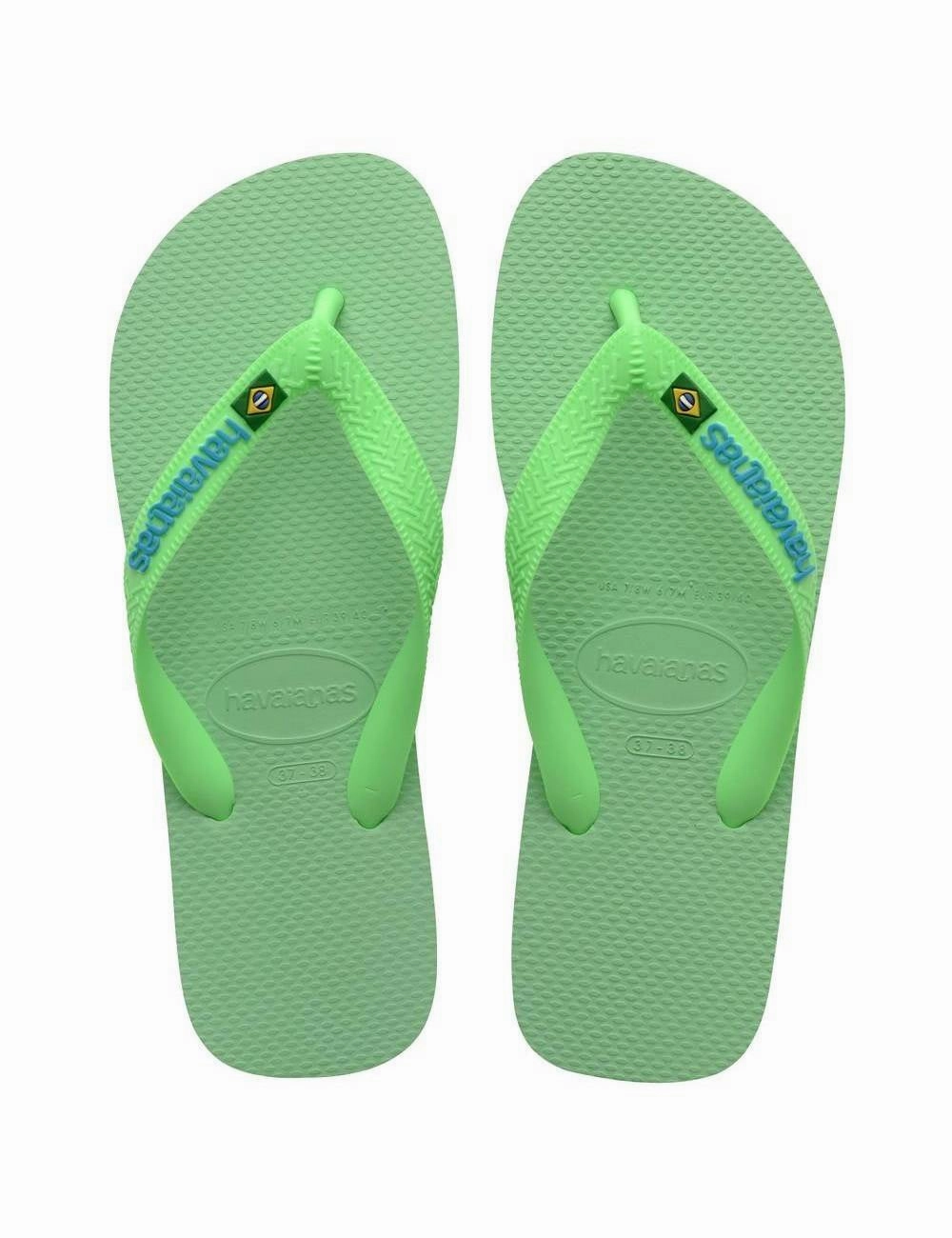 HAVAIANAS BRASIL LOGO - GREEN GARDEN Tropical Flip Flops