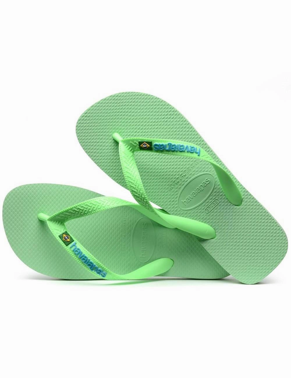 All Saints Flip Flops HAVAIANAS BRASIL LOGO - GREEN GARDEN