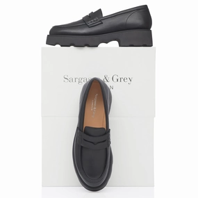 Loafers Work Outfit Wide Fit Chunky Loafers  - Black Leather