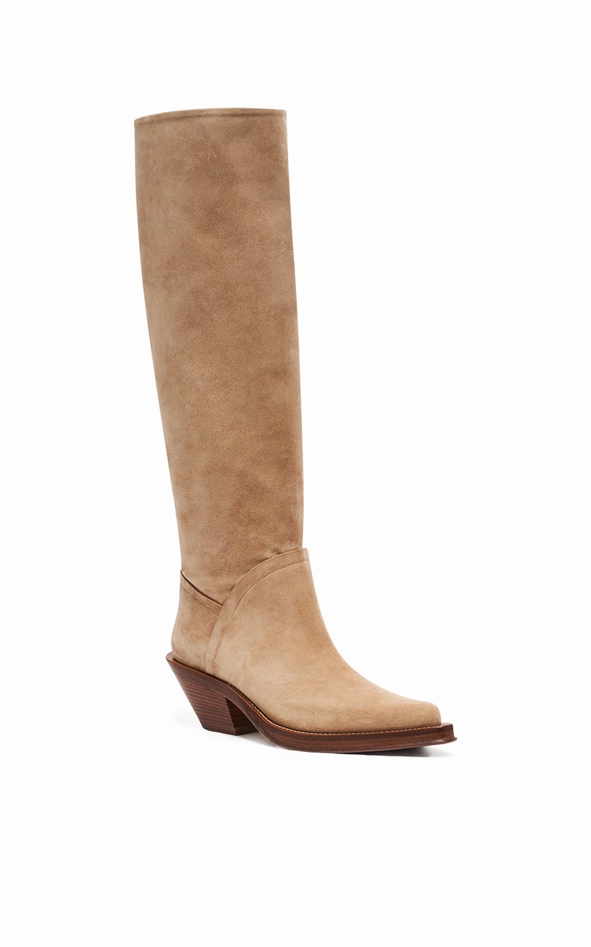 Boots Fluffy Camero Knee-High Cowboy Boot in Sand Suede