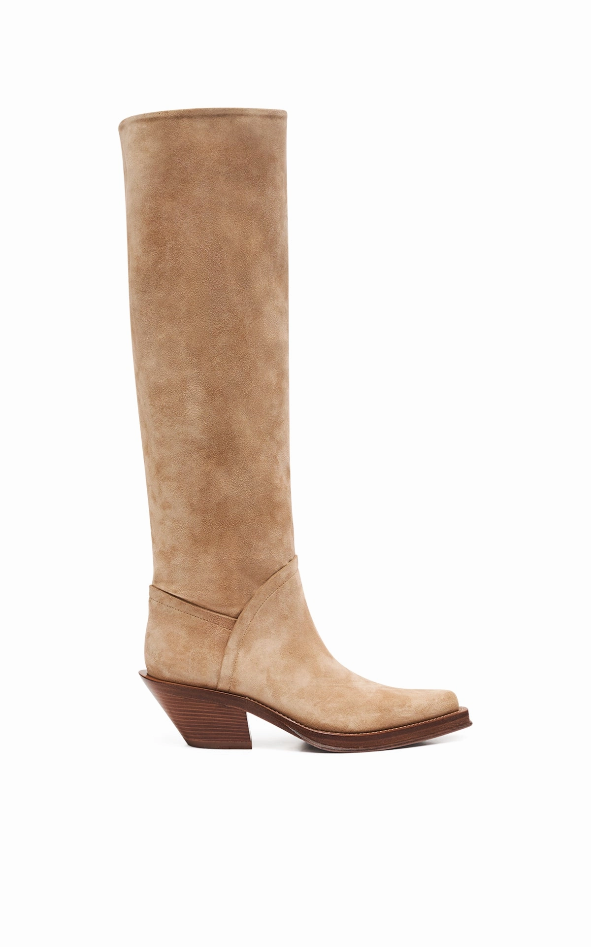 Camero Knee-High Cowboy Boot in Sand Suede Western Boots On Sale