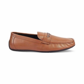 The Odry Tan Men's Leather Driving Loafers Tresmode Sandals Loafers
