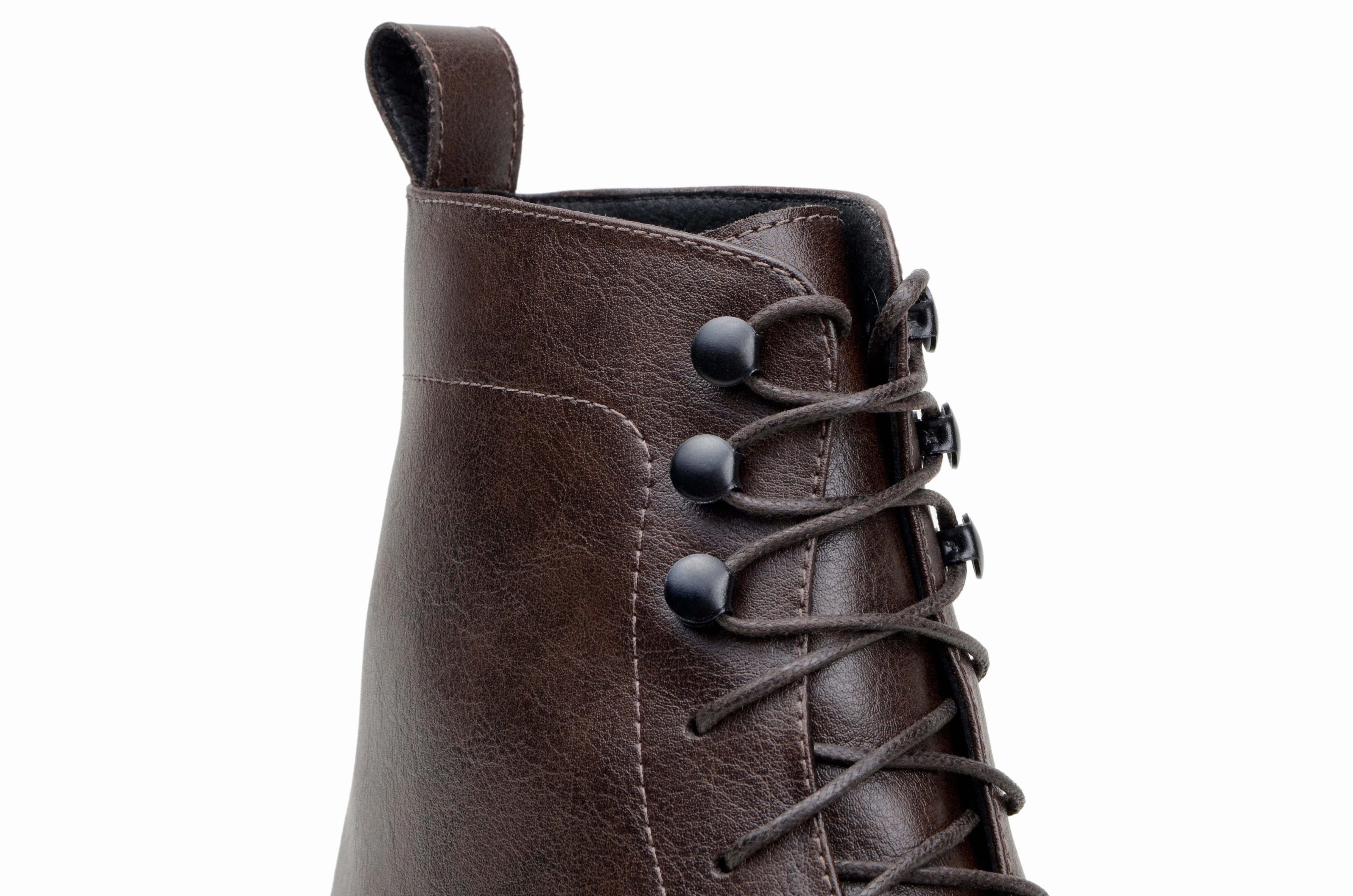 'Regis' men's creeper sole lace-up boot in vegan leather by Zette Shoes - espresso Boots For Work And Casual