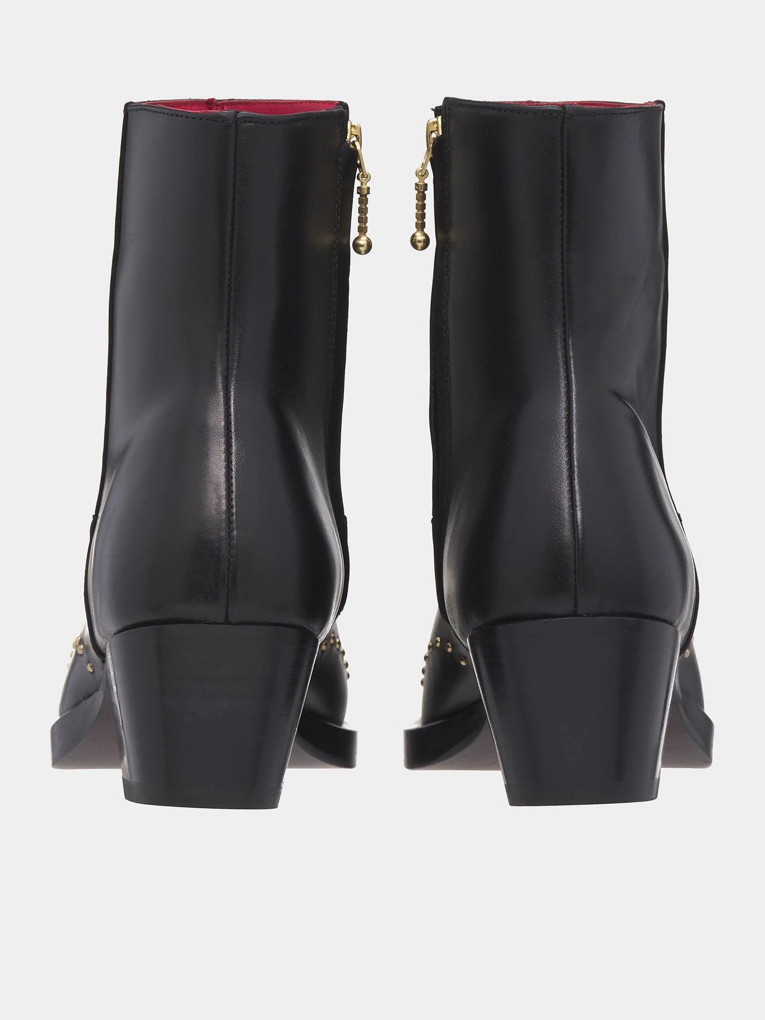 Chelsea Boots Wide Width Gold Studded Western Boots (FT01S-LE99-BLACK-GOLD-STUDS)