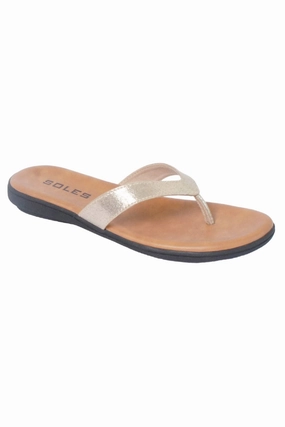 SOLES Glamorous Gold Flat Sandals - Shine with Every Step Clarks Sandals Clearance