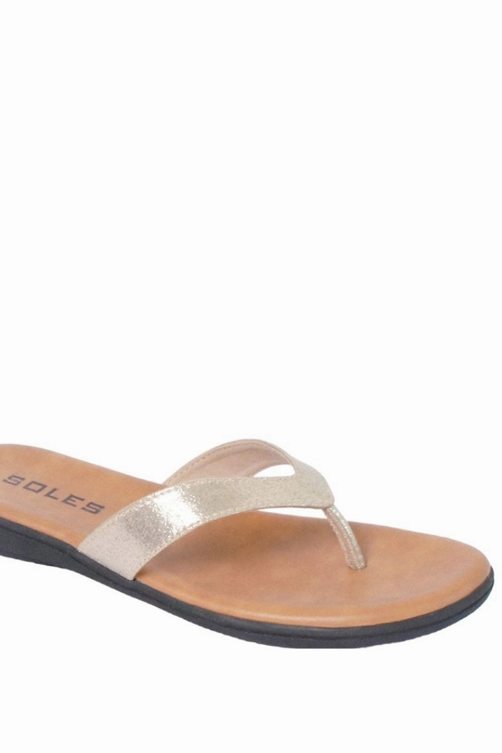 SOLES Glamorous Gold Flat Sandals - Shine with Every Step Adilette Sandals