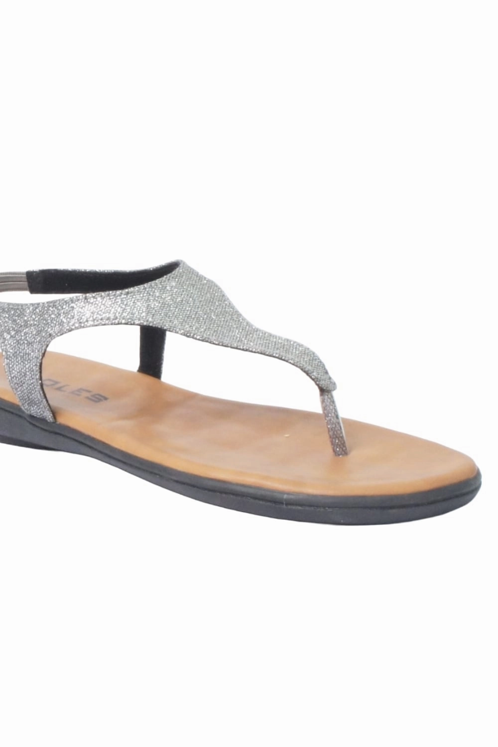 Ladies Walking SOLES Metallic Flat Sandals - Shine in Comfort