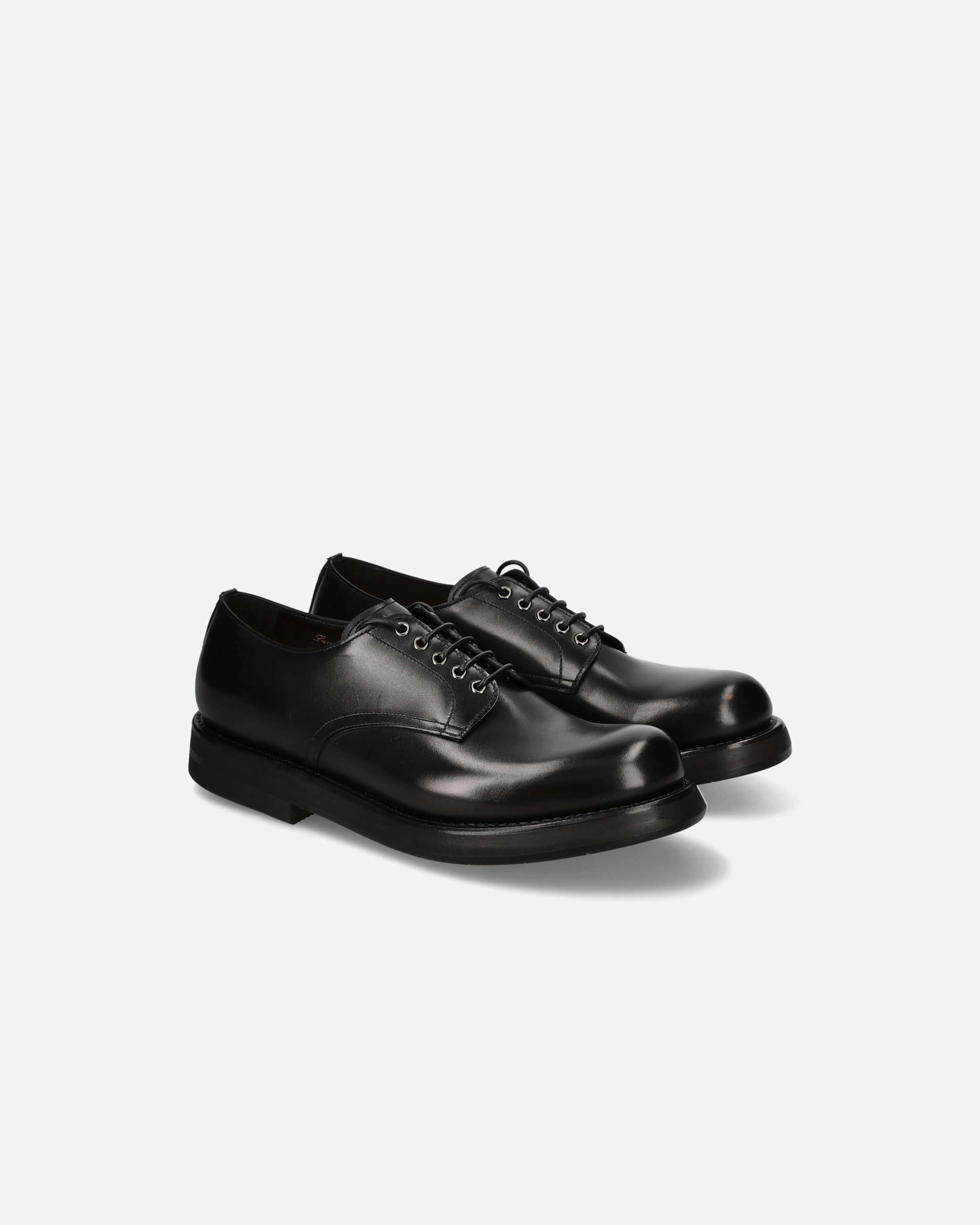 Lace-up Shoes 32200A Calfskin Box Nero Knitted Derby Shoes