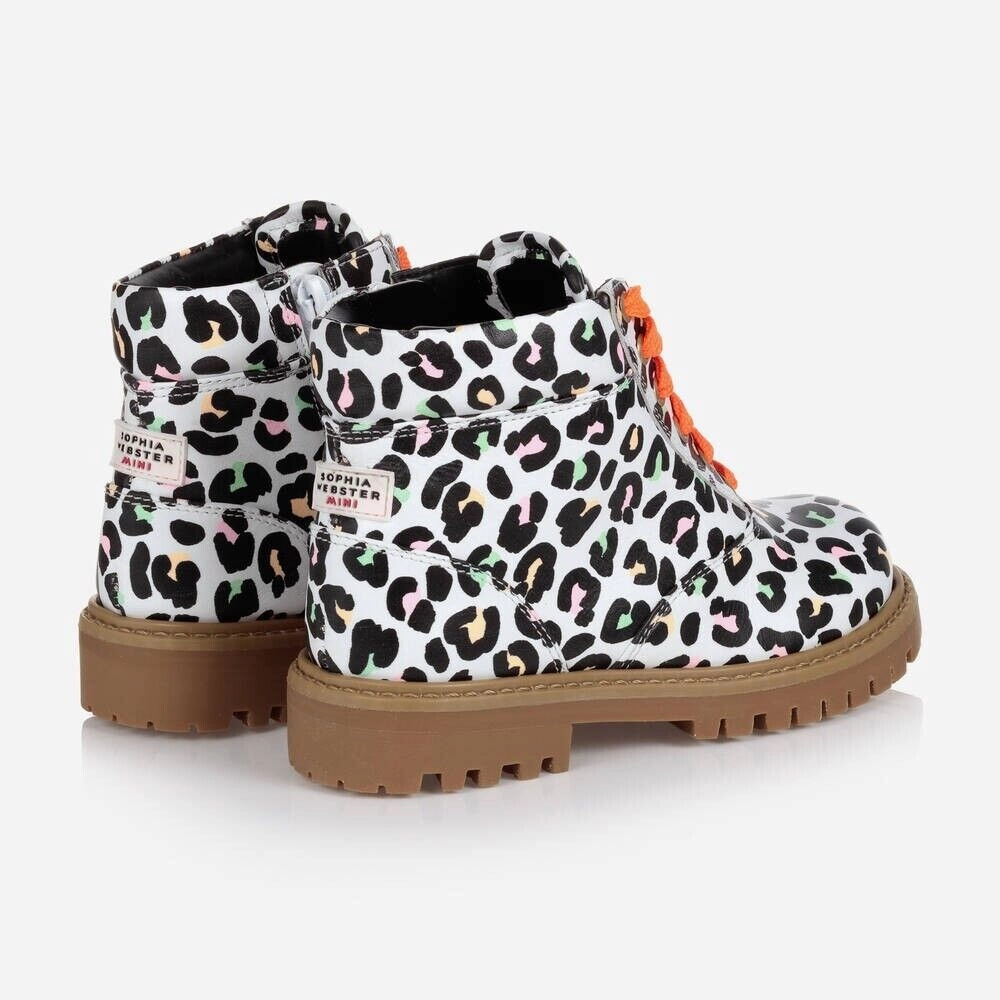 Dress Combat Boots Sophia Webster Tia Combat Boots Girls Kids 13 Multi Leopard Print Leather KHD705