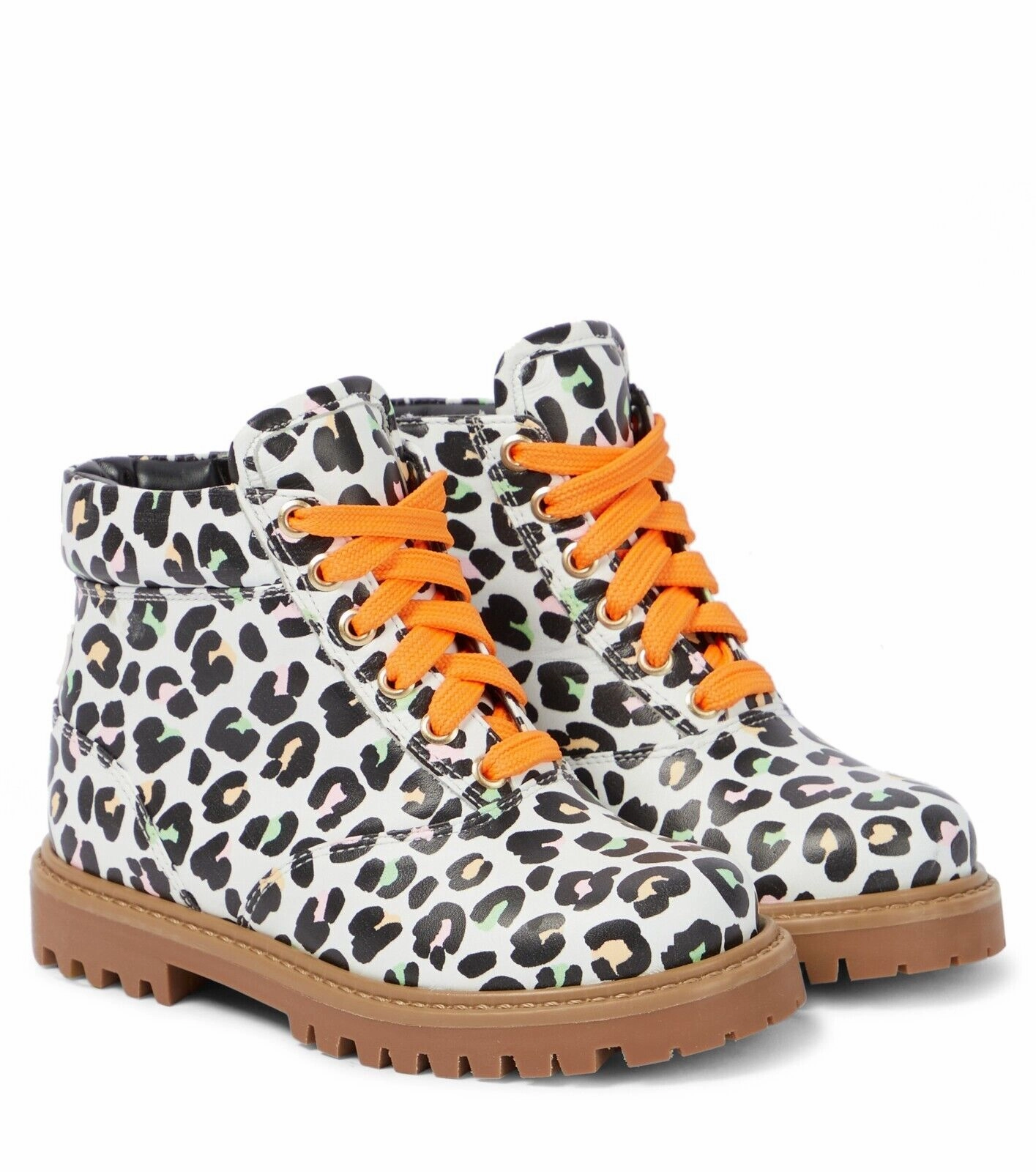 Sophia Webster Tia Combat Boots Girls Kids 13 Multi Leopard Print Leather KHD705 Wedge Combat Boots