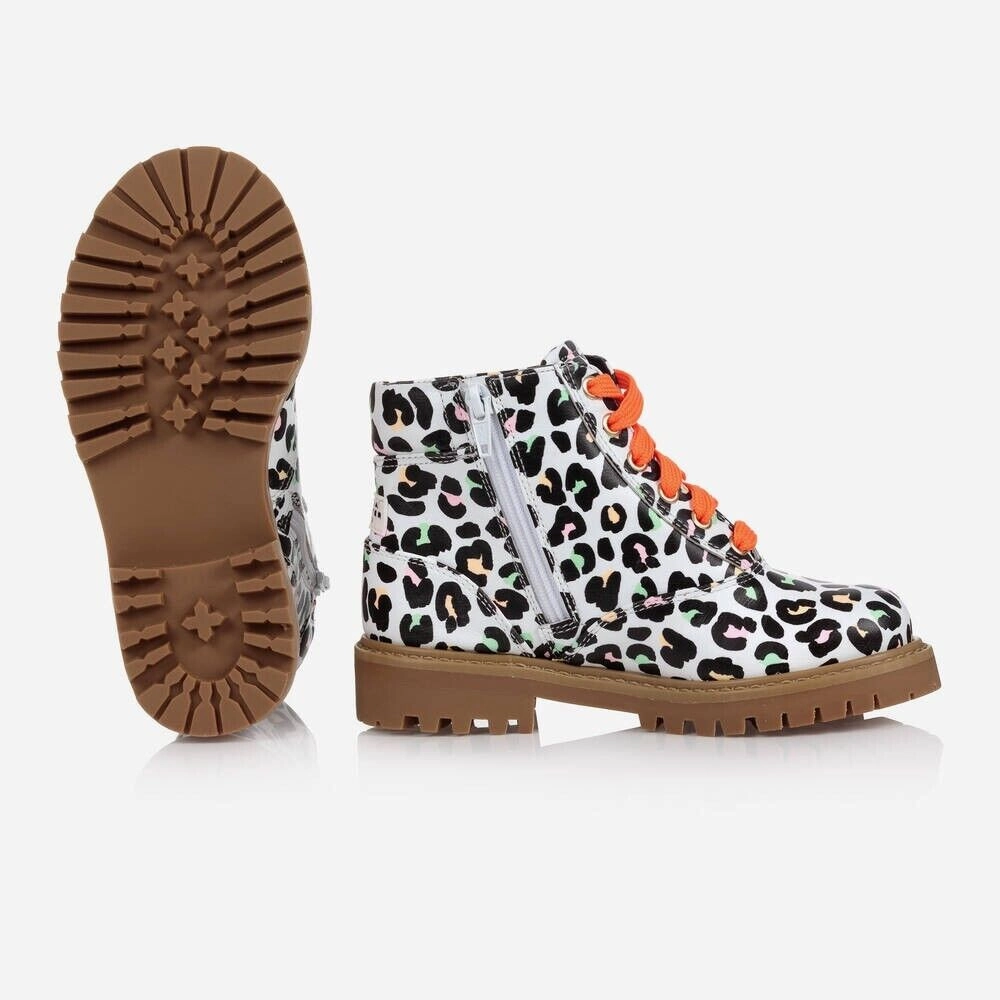 Wide Ankle Combat Boots Sophia Webster Tia Combat Boots Girls Kids 13 Multi Leopard Print Leather KHD705