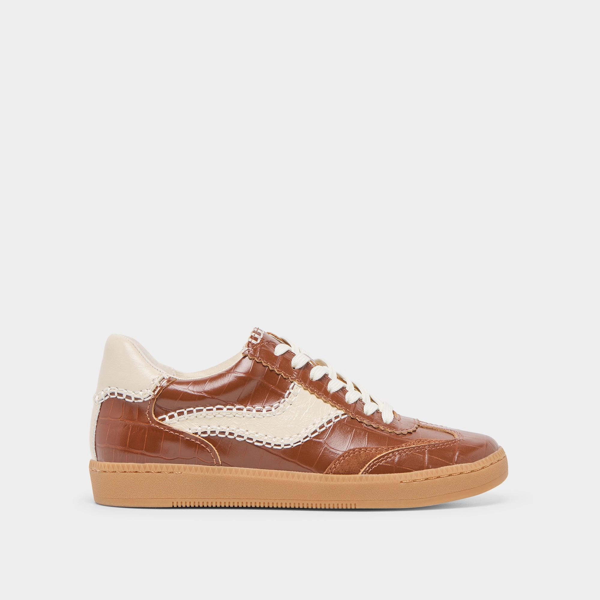 NOTICE STITCH  SNEAKERS COGNAC CROCO EMBOSSED LEATHER