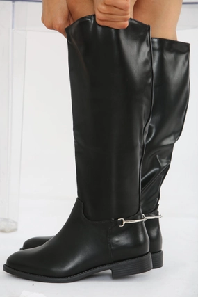 BLACK FLAT KNEE HIGH RIDING BOOT (PACK B) Nathari Tall Leather Knee-high Boots