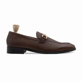 Loafers Moccasins Naperville - Men's Brown Pebble Grain Leather Loafer