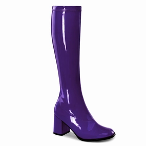 3 Inch Heel GOGO-300 Purple Pat Holly Knee High Boots