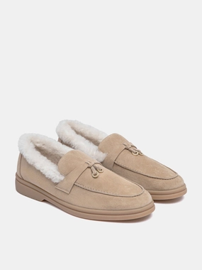 Arch Support Loafers Phemia Knot Detail Wool-Lined Suede Loafers