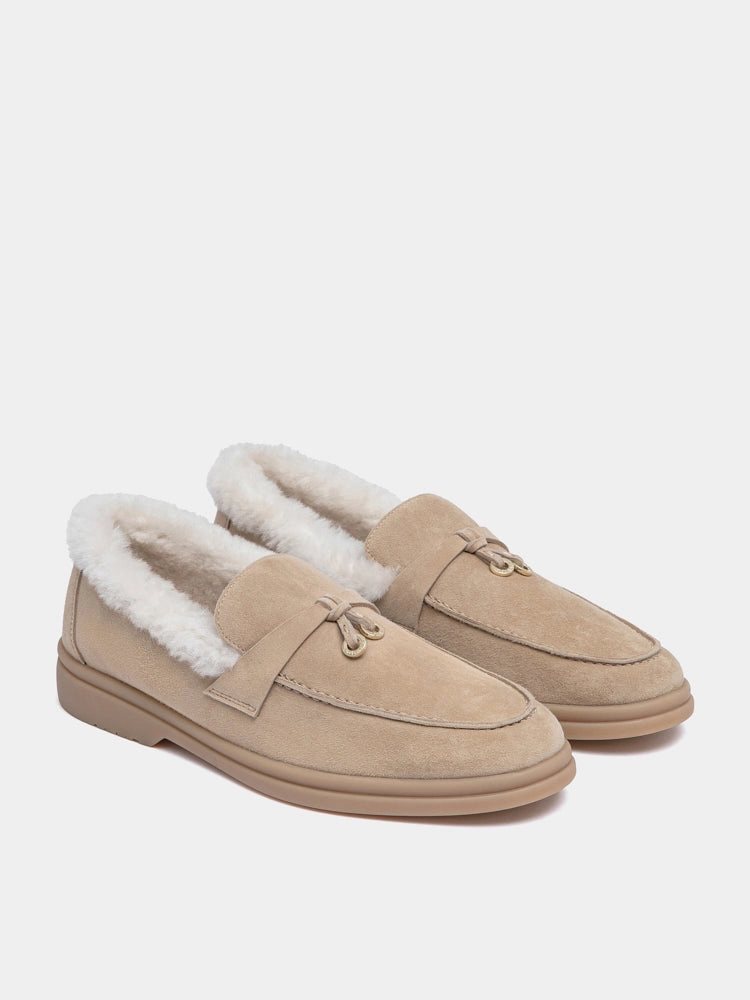Phemia Knot Detail Wool-Lined Suede Loafers Cole Haan Loafers Sale