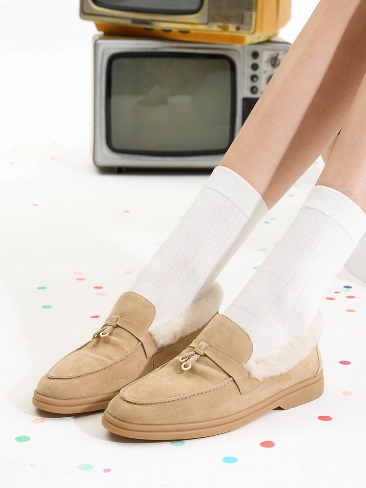 Phemia Knot Detail Wool-Lined Suede Loafers Heren Loafers