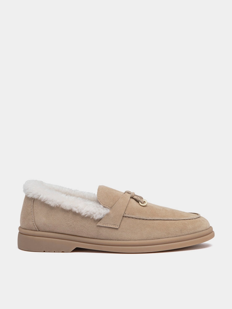Phemia Knot Detail Wool-Lined Suede Loafers Edward Green Loafers