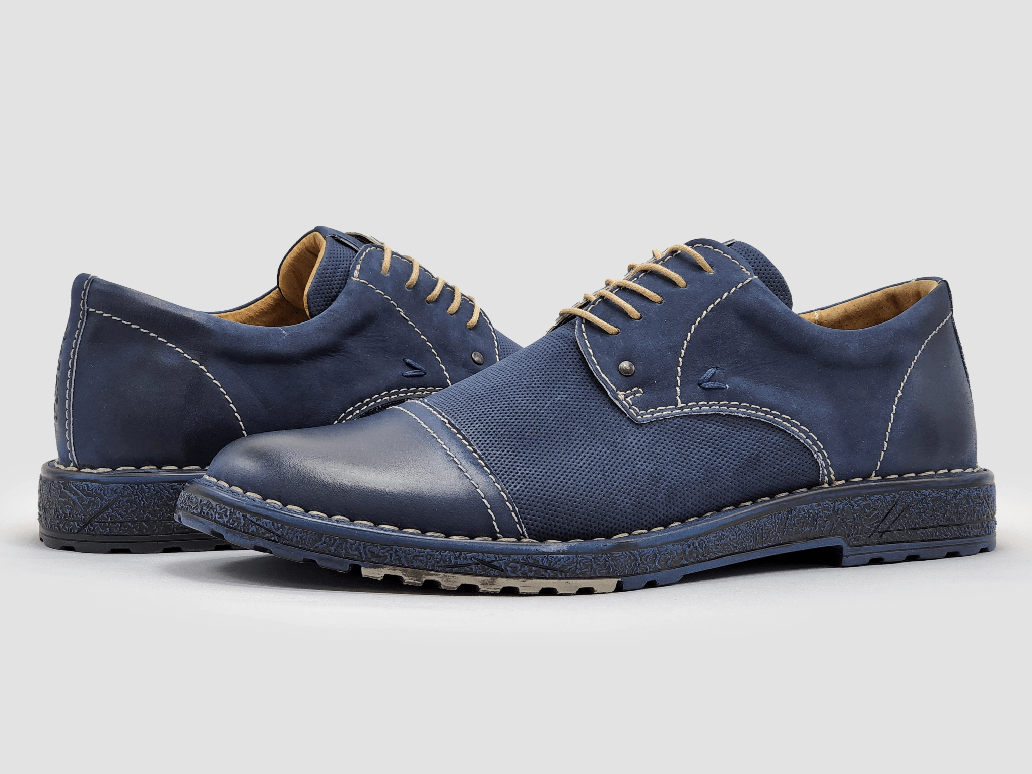 Split Toe Derby Shoes Men's Derby Toe-Cap Leather Dress Shoes - Blue