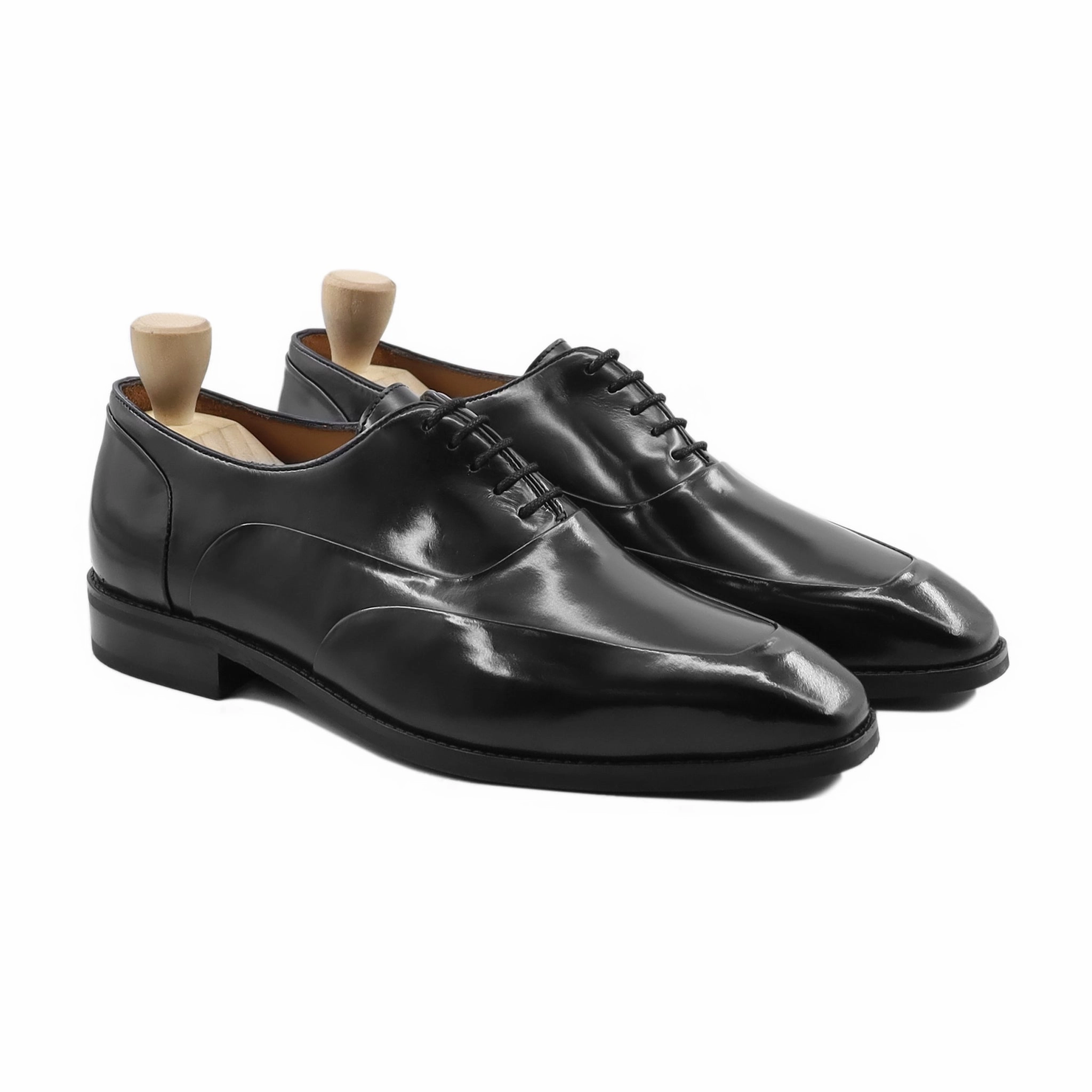 Oxford Dress Shoes Luhak- Men's Black Box Leather High Shine Oxford Shoe