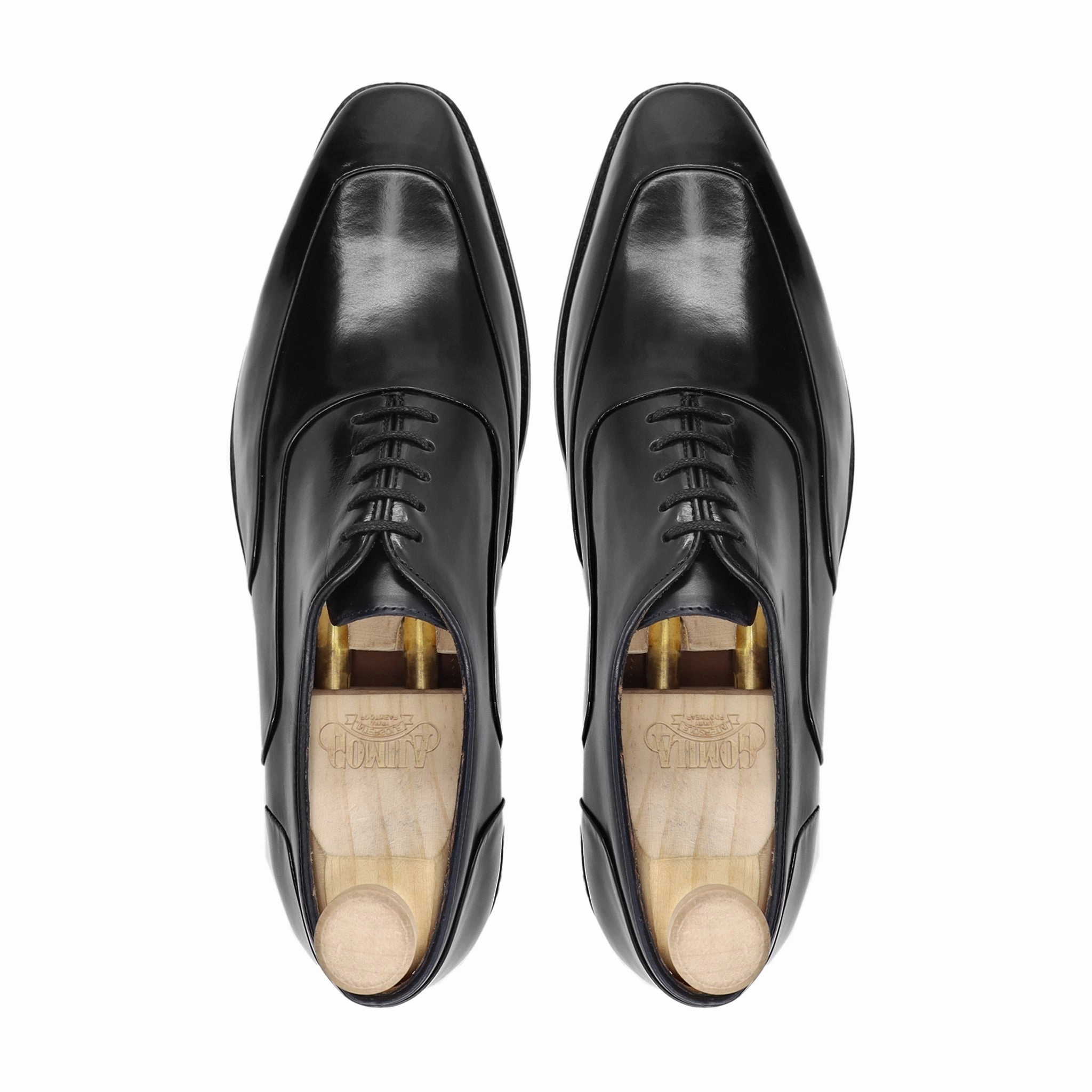 Luhak- Men's Black Box Leather High Shine Oxford Shoe Harmon Plain Toe Oxfords