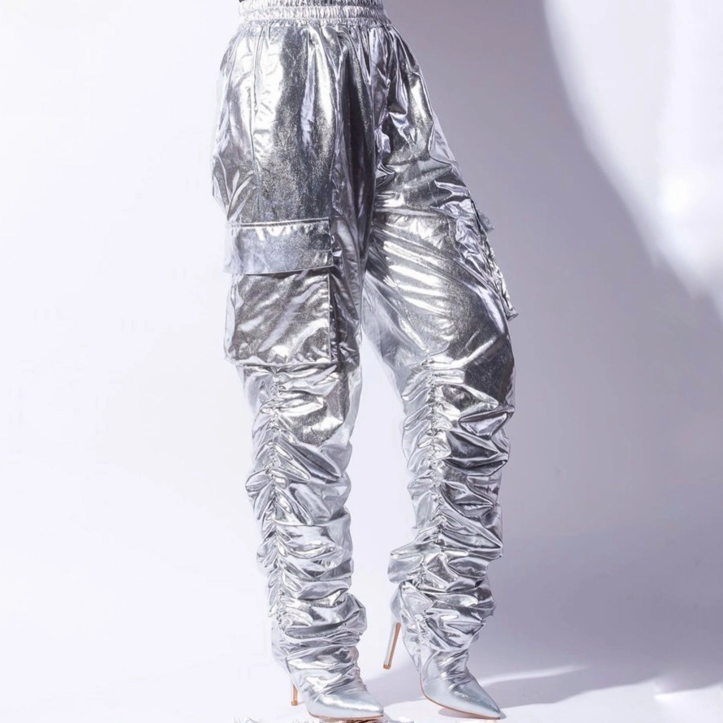 Bellamie Knee-high Slouch Dress Boots SPACE X Silver