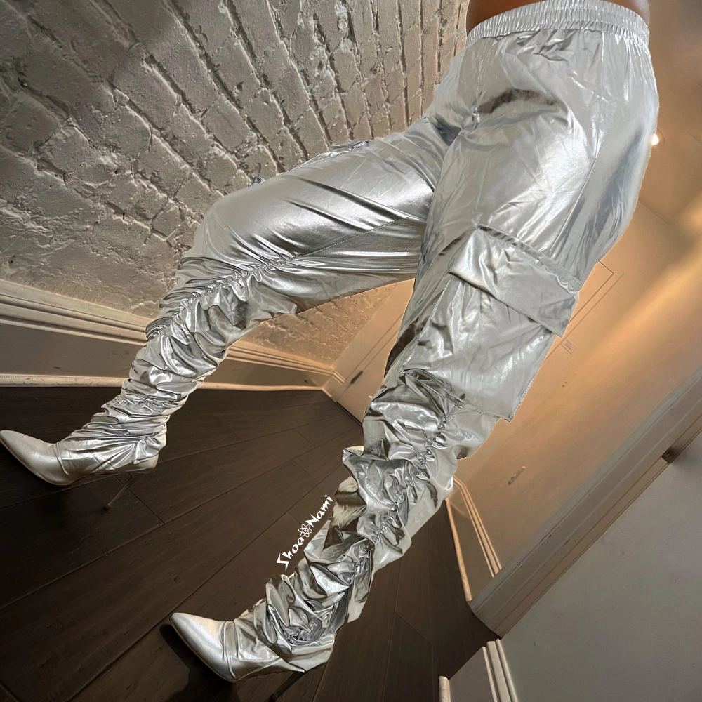 Structured Knee High Boots SPACE X Silver