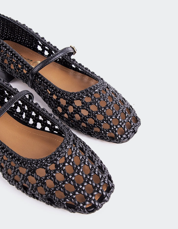 Izaro Black Woven Gypsy Sport Mary Jane Shoes