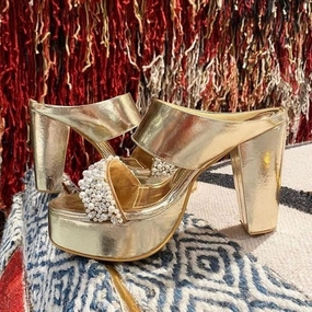 Sparkly Gold (Pearl stones Metallic GOLD Customised Blocks ) High Heel Toe Protectors