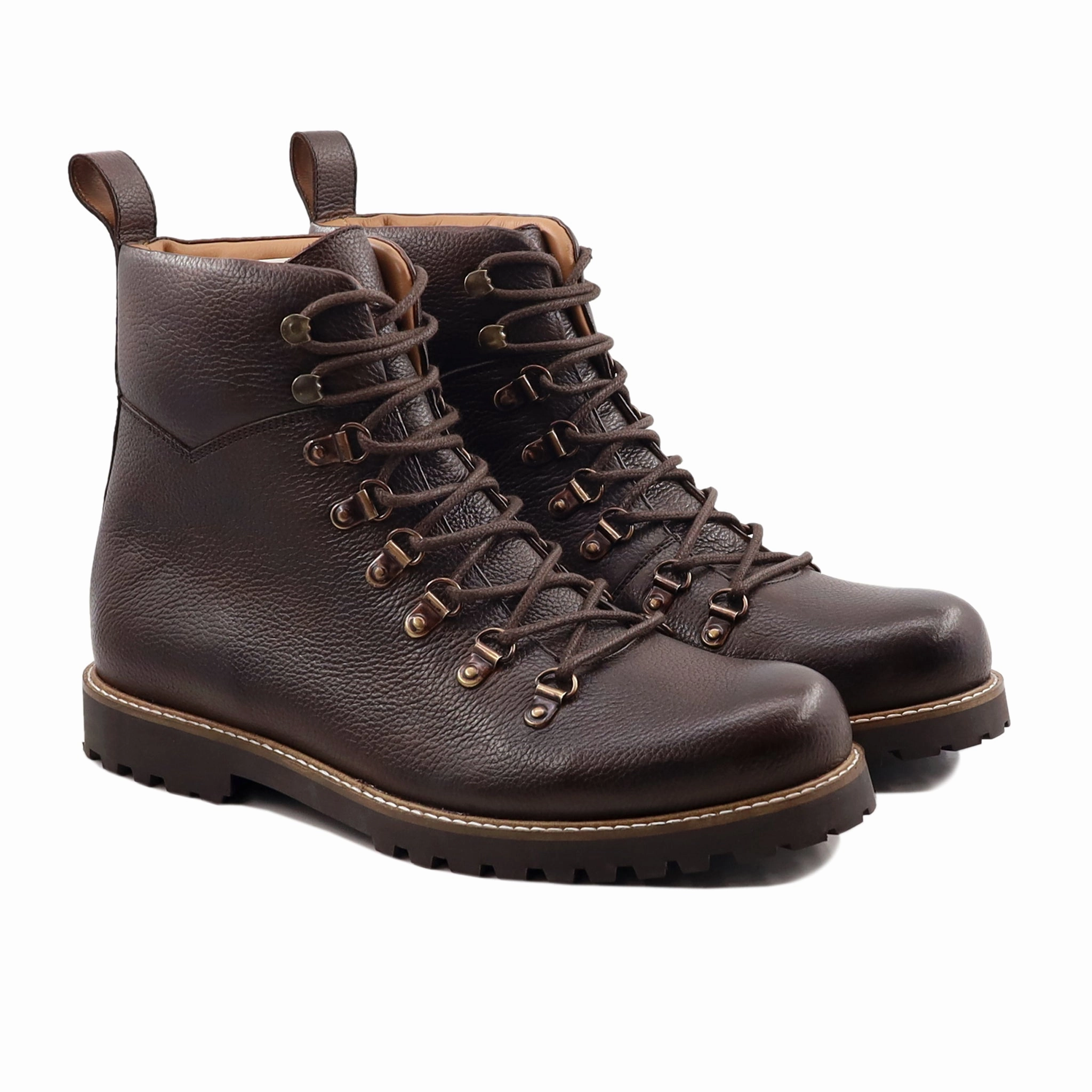 Hecla -Men's Dark Brown Pebble Grain Leather Boot Most Comfortable Waterproof Boots For Walking All Day