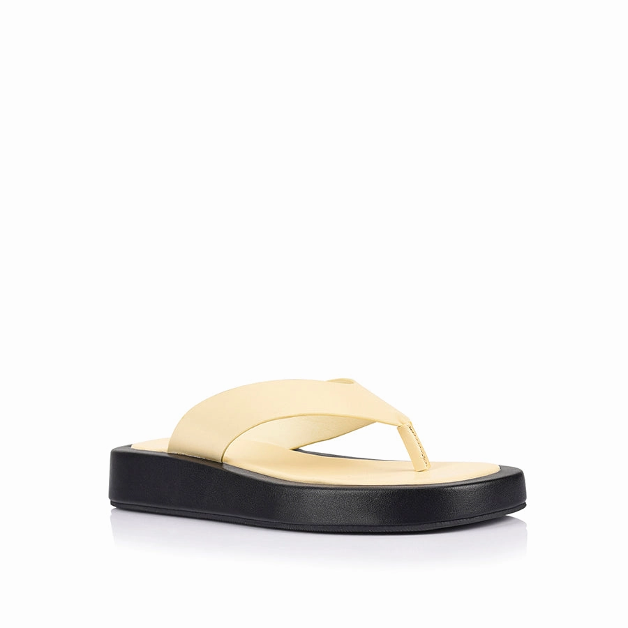 Bouncer II Flatform Thongs - Butter/Black Fancy Comfortable Flip Flops