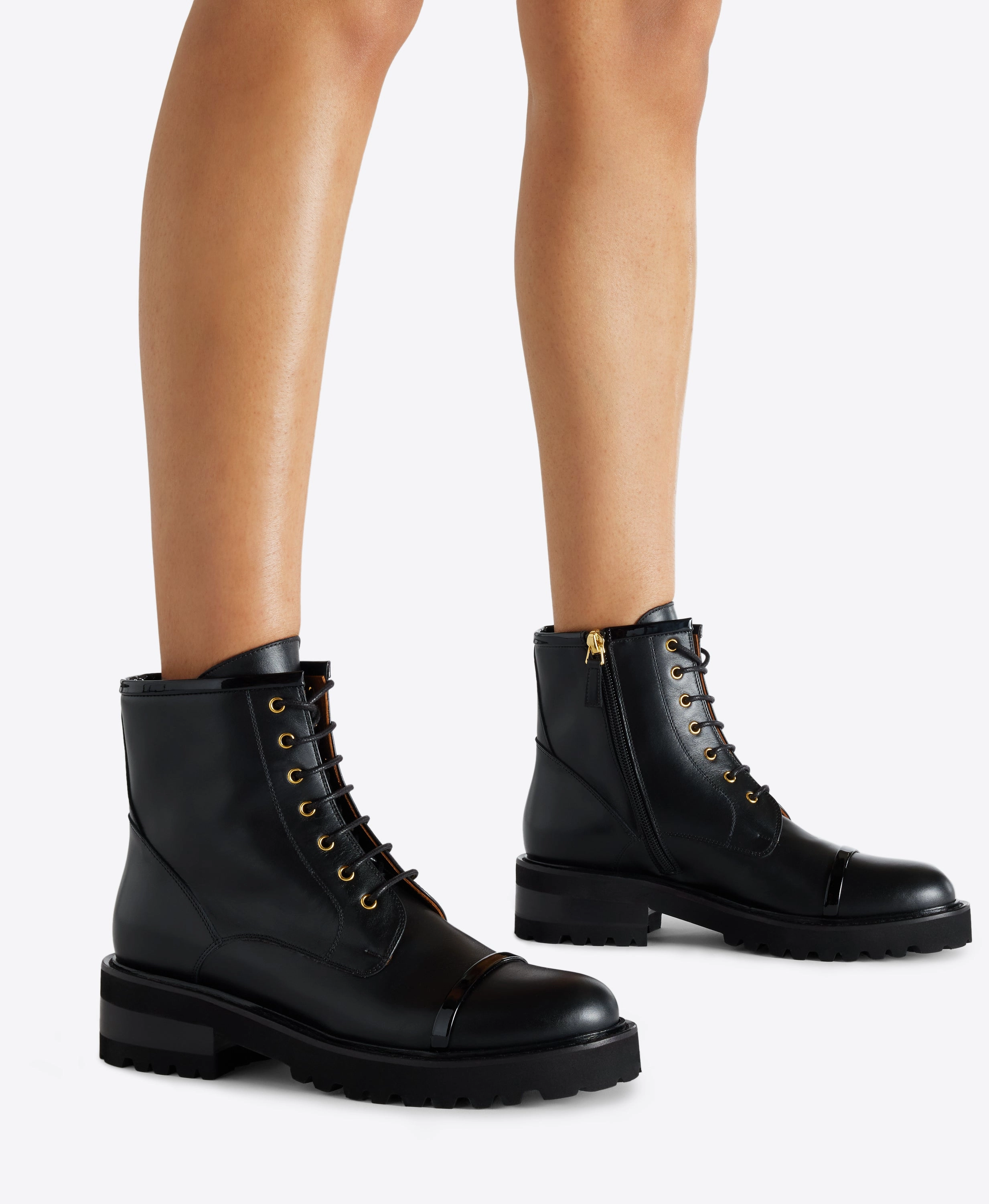 Studded Lace Up Combat Boots Bryce Black Leather Combat boots