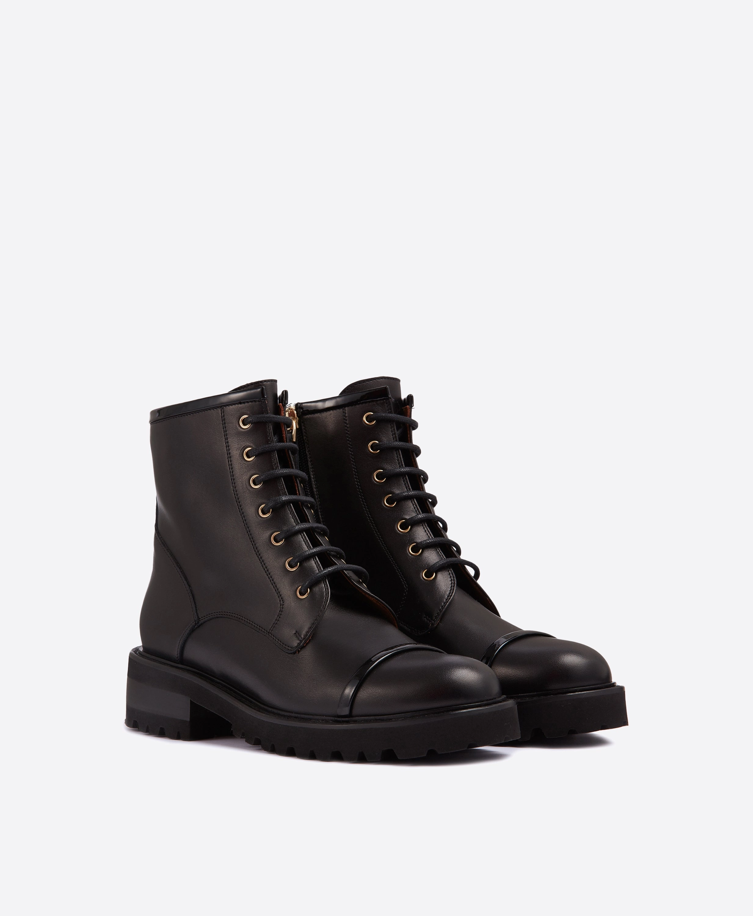 Bryce Black Leather Combat boots Warm Combat Boots